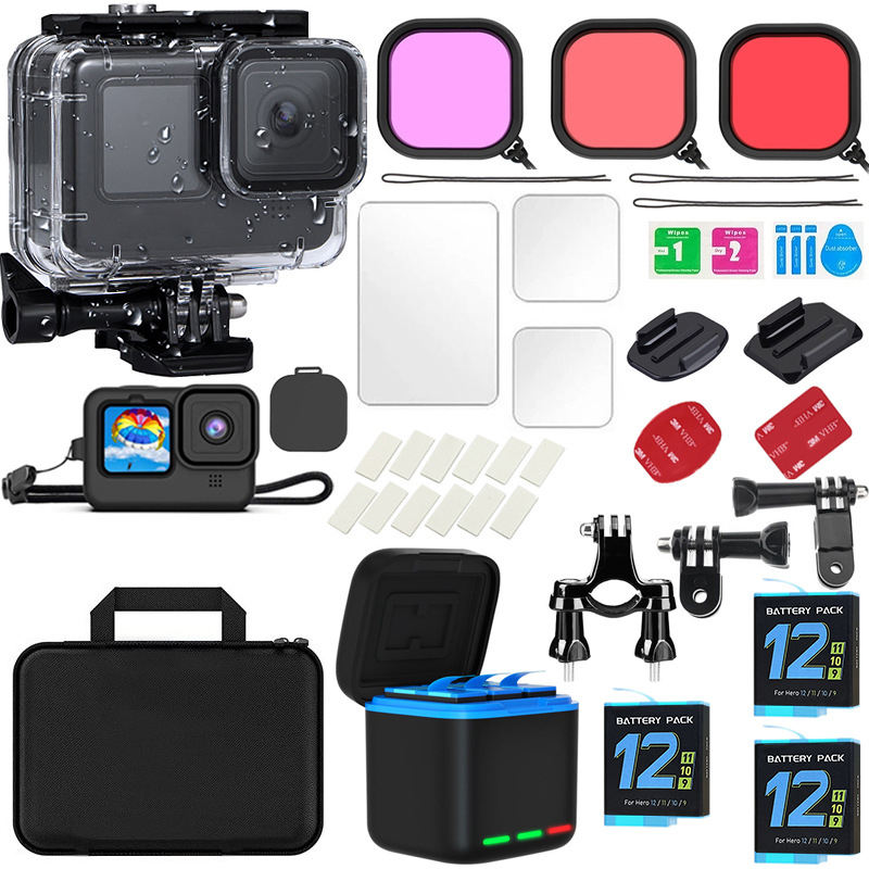 38 in1 Sport Action Camera Accessories Kits for GoPro Accessories 12/11/10/9 Waterproof case Triple Charging Charger Package Set