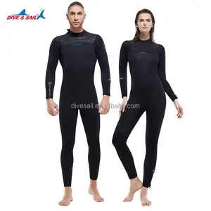 5MM neopren CR takım yüzme tüplü dalış sıcak tam vücut geri fermuar ile kadife astar dalış Wetsuit