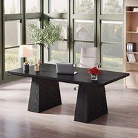 Bureau de direction de 63 pouces avec double piétement, moderne et simple, en bois d'ingénierie, table de conférence/écriture pour la maison ou le bureau