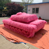 Modèle de char gonflable géant décoré pour anniversaire de mariage, ballon gonflable rose attrayant pour fête