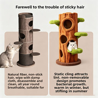 Griffoir pour chat en bois massif et sisal, gain de place, robuste, arbre à chat multi-étages pour la décoration de la maison