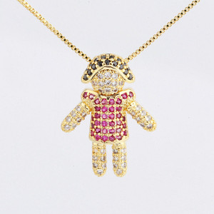 Collier pendentif personnalisable en forme de poupée humaine, micro-pavé de zircon, colliers assortis pour couples, hommes et femmes, vente en gros - Product Image 4