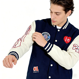 Custom Letterman Baseball <b>Fleece</b> Jacket Wholesale Embroidery Unisex Streetwear Long Windproof 2026 New Arrival Varsity ODM - Product Image 3
