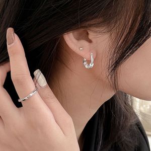 Boucles d'oreilles créoles en argent sterling S925, design géométrique circulaire, argent 925, à porter au quotidien - Product Image 2