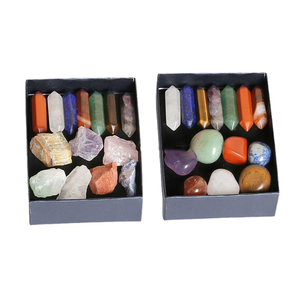 بالجملة 7 Chakra حجر الكريستال نقطة مجموعة أحجار طبيعية سداسية فسداسية الإنهاء في صندوق هدايا - Product Image 3