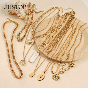 Conjunto de Collar y Pendientes de Cadena de Eslabones Largos Unisex de Acero Inoxidable con Baño de Oro y Plata, Personalizado OEM/Venta al por Mayor, de Moda - Product Image 3