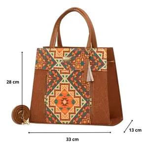 Bolso Tote de Yute Color Camel para Mujer, Marca Emiliana, Tamaño Mediano, con Cierre de Cremallera, para la Playa o Compras - Product Image 3