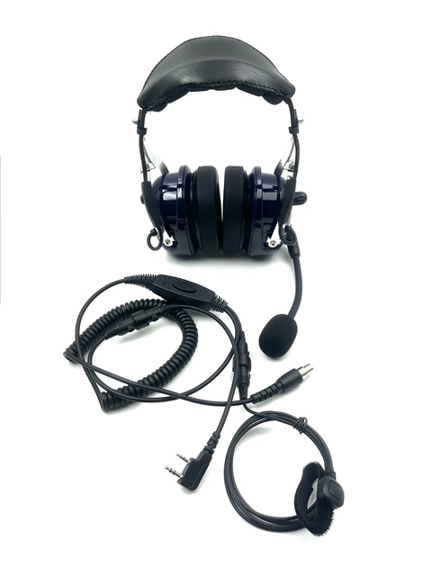Walkie and Talkie Headset Blue VOX Volume Adjustment Speaker Noise Reduction Aviation MIC Headset With Finger PTT