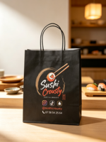 Sac shopping en papier personnalisé imprimé, sac fourre-tout cadeau de marque pour les confiseries et les pâtisseries