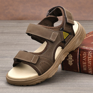 Sandalias Planas de Verano para Hombre, Diseño Sólido, Punta Abierta, Parte Superior de PU, Suela de EVA, Transpirables, Casuales, para Uso en Exteriores - Product Image 1