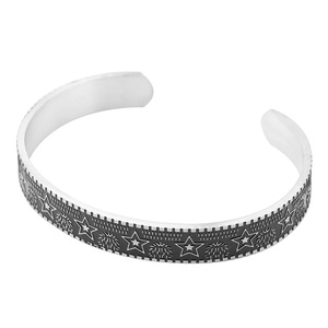 Ensemble de bijoux vintage : Bracelet étoile à cinq branches élégant en acier inoxydable sterling, manchette tendance pour hommes et femmes, bague jonc - Product Image 5