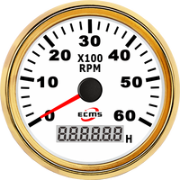 ECMS Tachometer Mesin Perahu Universal Baru dengan Penghitung Jam REV Counter 6000 RPM 9-32V 85mm