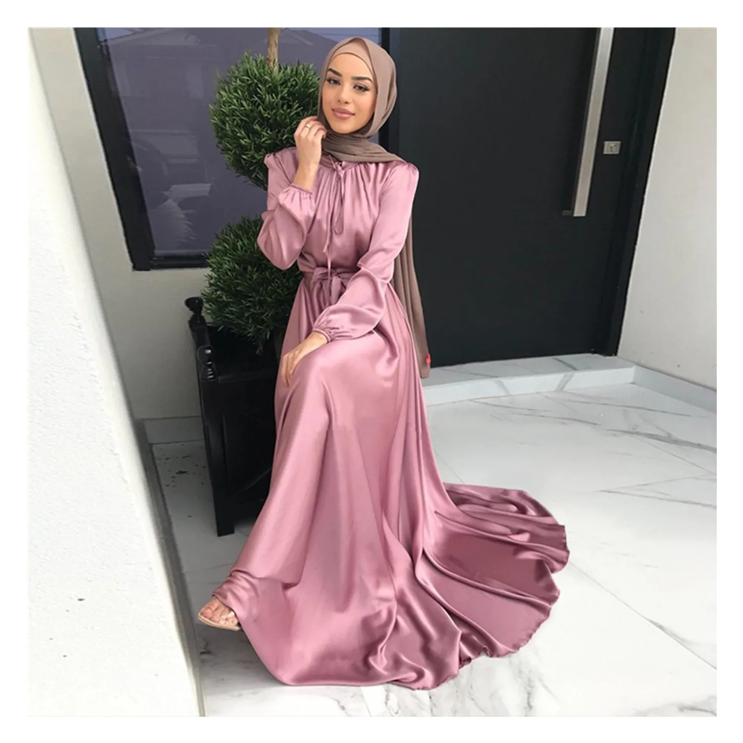 SIPO Raya Hàng Mới Nhất 2022 Helwa Ô Hồi Giáo Abaya Muslimah Màu Hồng Gần Gũi Phong Cách Jubah Moden Hồi Giáo Jalabiya Cho Nữ