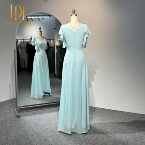 2024 verano azul hielo cuello en V <span class=keywords><strong>vestido</strong></span> de noche <span class=keywords><strong>para</strong></span> mujer <span class=keywords><strong>para</strong></span> boda <span class=keywords><strong>dama</strong></span> de honor graduación baile cena fiestas tamaño XL - Product Image 3