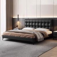 Gepolstertes Doppelbett mit Echtem Leder Massivholzrahmen Kopfteil Stauraum Großhandel Bettmöbel für Schlafzimmer Zuhause