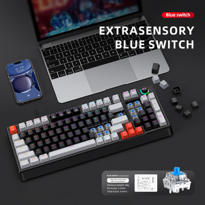 Tastiera Cablata T-WOLF con Manopola Multimediale, Tastiera Meccanica 97 Tasti, <span class=keywords><strong>Keycaps</strong></span> Multicolore, Tastiera da Gaming Meccanica per Desktop - Product Image 3