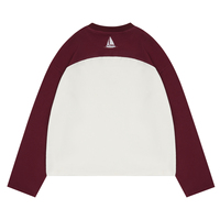 Kaos Boxy Fit Pria 300gsm 100% Katun Rajutan Waffle Lengan Raglan Warna Blok Custom Made Tshirt Putih Merah Wash