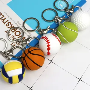Mini porte-clés 3D en PVC, volley-ball, golf, baseball, tennis et logo personnalisé, cadeaux promotionnels pour cadeaux d'affaires