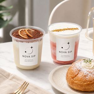 แก้วขนมหวานใสพิมพ์ลายตามสั่ง สำหรับใส่ชานม พุดดิ้ง ครีม เค้ก กาแฟ บรรจุภัณฑ์เครื่องดื่มแบบนำกลับบ้าน ขายส่ง รับผลิตแบบ OEM - Product Image 3