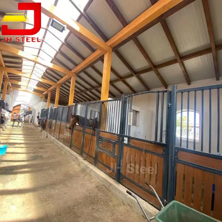 Frente de puesto de caballo de bambú, equipo equino, imágenes de puertas estables, Kits de Granero prefabricado a la venta