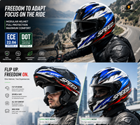 Nuevo Casco de Motocicleta Integral Abatible ECE 2206 ABS, Diseño Modular, Liberación Rápida, Ajustable para Todas las Estaciones