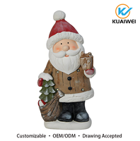 Weihnachtliche Weihnachtsmann-Figur aus Kunstharz mit LED-Beleuchtung, handbemalte Feiertagsdekoration für Zuhause & Geschenk