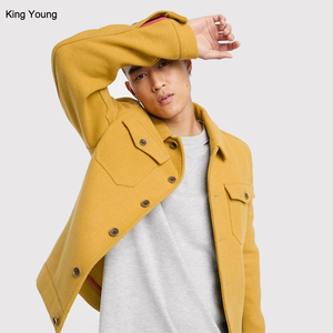 เสื้อแจ็คเก็ตสไตล์ตะวันตกสำหรับผู้ชาย สีเหลือง ผ้าผสมขนสัตว์ คอปกพับได้ ติดกระดุม กระเป๋าหน้าอก เหมาะสำหรับฤดูใบไม้ร่วงและฤดูหนาว ยี่ห้อ KY - Product Image 2