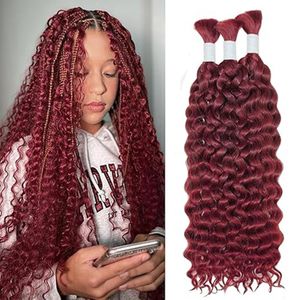 # Extensiones de Cabello Humano Brasileño 99J, Ondulado Profundo, Doble Trama a Máquina, Cabello Remy para Trenzas, Color Más Oscuro, Solo 50g/Paquete - Product Image 1