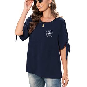 เสื้อยืดคอกลมมีโลโก้สำหรับผู้หญิงดีไซน์สายสแปนเด็กซ์ออกแบบได้ตามต้องการเทรนด์ใหม่ - Product Image 6