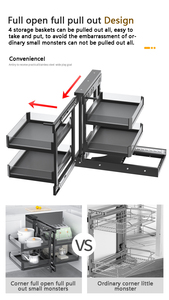 Bộ Góc Ma Thuật Giỏ Kéo Đựng Đồ Thông Dụng Bằng Thép Không Gỉ Cho Ngăn Kéo Tủ Bếp - Product Image 4