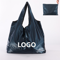 Sacs fourre-tout pliables de luxe de qualité supérieure, personnalisés, écologiques, réutilisables, en nylon recyclé argenté métallisé, grande taille, résistants aux déchirures