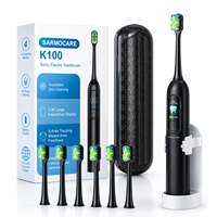 Brosse à dents sonique avec écran intelligent, rechargeable, étanche, appareil de nettoyage des dents pour adultes, soins bucco-dentaires, brosse à dents électrique