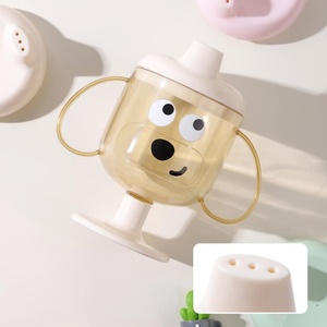 Gobelet en plastique sans BPA de qualité alimentaire pour tout-petits, avec couvercles et pailles, gobelet à pied haut pour enfants - Product Image 1
