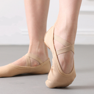 E2512 Chaussures de ballet en toile élastique et cuir Semelle fendue Chaussons de <span class=keywords><strong>danse</strong></span> professionnels Pratique de performance pour femmes et filles - Product Image 2