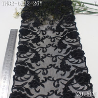 20cm Écologique Noir Beige Floral Broderie Dentelle Garniture Stretch Maille Élastique Dentelle pour Soutien-Gorge Femme