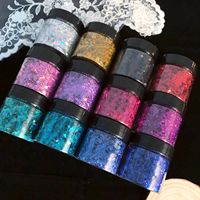 Ensemble de paillettes hexagonales holographiques épaisses Xucai pour l'art des ongles, la résine époxy, le maquillage du visage et du corps, le festival, le bricolage, l'artisanat, pot de 10 g