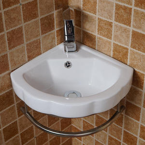 Lavabo de Esquina Triangular de Cerámica de Buena Calidad y Económico, Lavabo de Pared Pequeño para Baño - Product Image 5