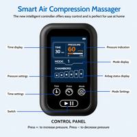 Masseur de jambes à compression d'air avec écran tactile LED, batterie Li 3200 mAh, 6 chambres, contrôle de la minuterie, puissant