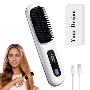 Cepillo Alisador de Cabello con Control de Temperatura LCD de 3 Velocidades, Recargable de 1500mAh, Mini Plancha de Pelo, Venta al por Mayor - Product Image 1