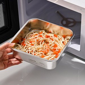 กล่องเก็บอาหารสแตนเลส 304 พร้อมฝาปิดซิลิโคน; เหมาะสำหรับการแช่เย็นและอุ่นด้วยไมโครเวฟ - Product Image 5