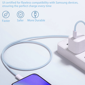 Câble de charge rapide USB-C vers USB-C en nylon tressé 60W PD pour téléphone compatible avec les modèles 17, 16, 15 / Pro Max, charge rapide Samsung Type C - Product Image 3
