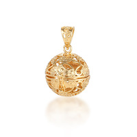 Vente en gros de sac cube creux plaqué or Cage à oiseaux Boule de musique de grossesse Ailes d'ange en forme de diffuseur d'huile essentielle Collier médaillon