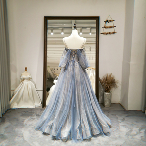 Robes de mariée élégantes Jancember RL130 à bretelles spaghetti, épaules dénudées, en organza et sequins - Product Image 3