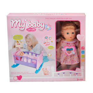 Meilleures ventes Poupée bébé de beauté de 14 pouces qui boit et fait pipi, mains et <span class=keywords><strong>pieds</strong></span> en vinyle, ensemble de poupées pour dormir au lit - Product Image 2