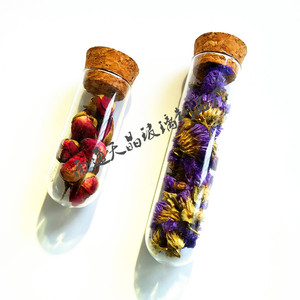 Tubo de ensayo de vidrio Tianjing de 30x80 mm con fondo redondo y tapón de corcho para almacenamiento de té de flores - Product Image 3