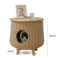 Table de chevet moderne Table basse en bois de rotin avec lit de bureau pour chien et chat pour le salon