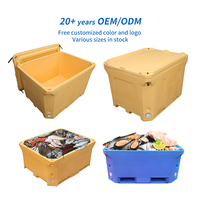 Conteneur de transport de poissons vivants isolé en plastique robuste super moulé par rotation de 600L Boîte à palettes isolée