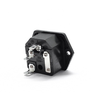 Agujeros de tornillos de 3 pines, conector de entrada de CA, 10A, 250VAC, macho, con portafusibles 10A, IEC320 C14 - Product Image 4