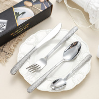 Usine OEM/ODM Dingyong, vaisselle occidentale, luxe léger, motif rétro, couteau et fourchette en acier inoxydable poli miroir, ensemble d'ustensiles de table