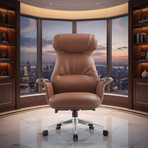 Chaise de bureau présidentielle de luxe Sinonis à dossier haut, chaise de direction en cuir pour directeur, patron, salle de direction - Product Image 6